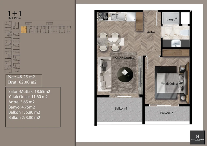 Appartement à Mersin, Turquie, 62 m² - image 2