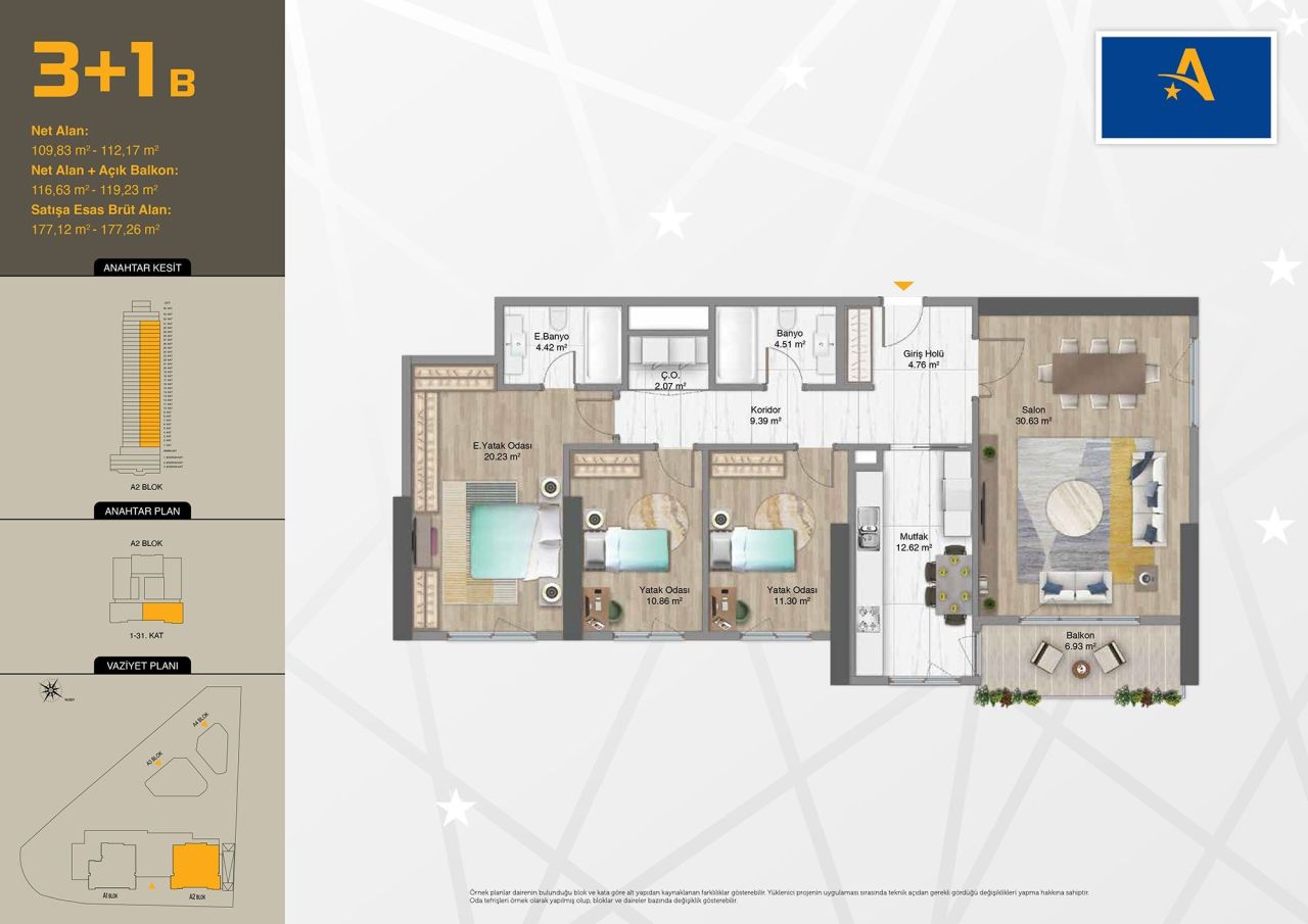 Apartamento en Estambul, Turquia, 112 m² - imagen 10