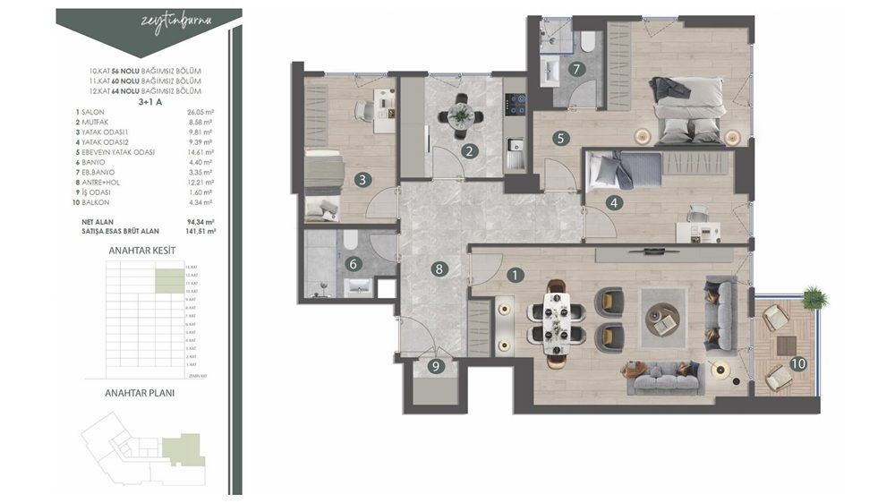 Apartment in Istanbul, Türkei, 142 m² - Foto 3