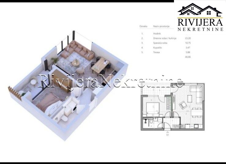 Appartement à Kotor, Monténégro, 46 m² - image 2