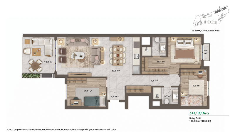 Apartment in Istanbul, Turkey, 136 m² - picture 2