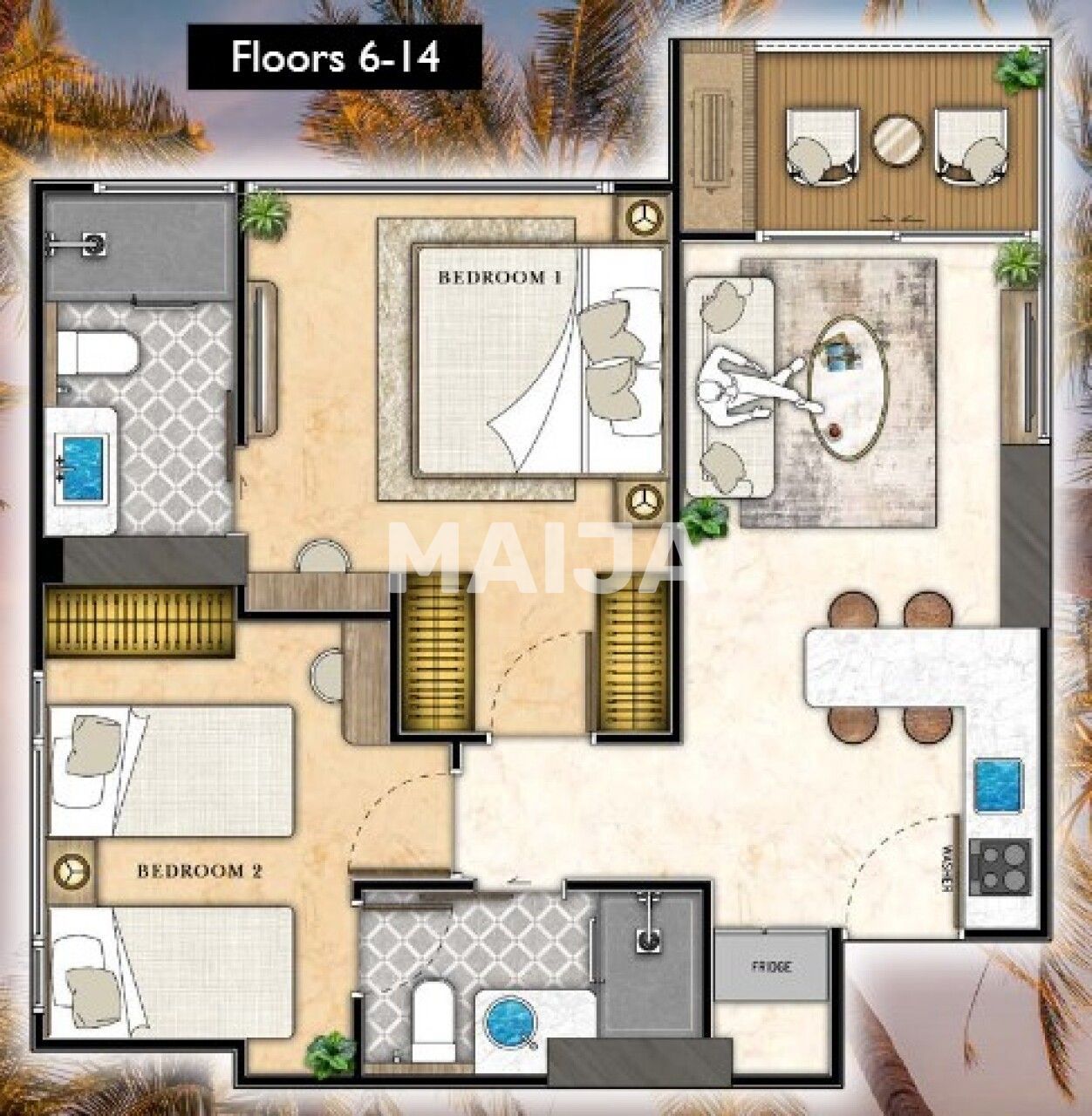 Appartamenti a Pattaya, Thailandia, 57 m² - foto 2