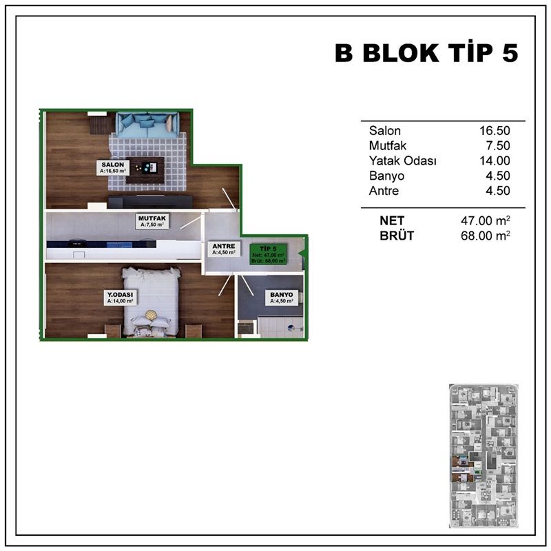 Apartment in Istanbul, Turkey, 68 m² - picture 2
