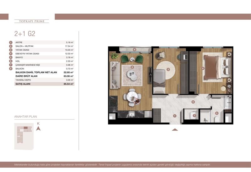 Appartement à Istanbul, Turquie, 54 m² - image 7