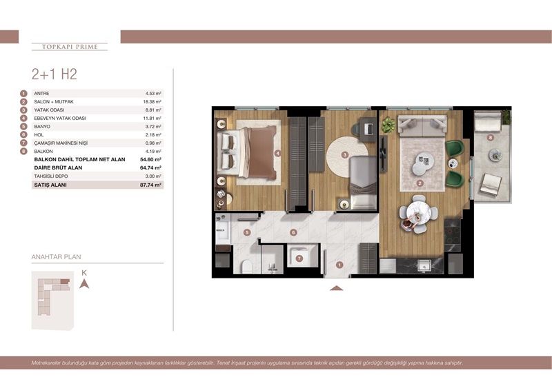 Appartement à Istanbul, Turquie, 54 m² - image 9