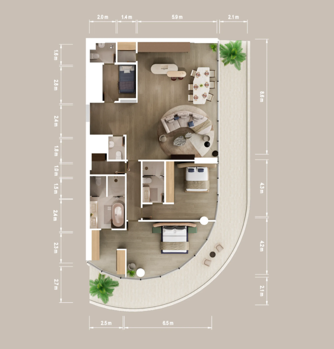 Appartamento a Abu Dhabi, EAU, 215 m² - foto 4