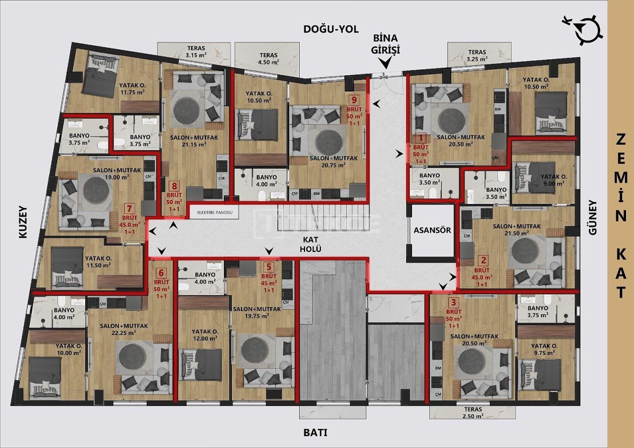 Appartamenti a Antalya, Turchia, 45 m² - foto 12
