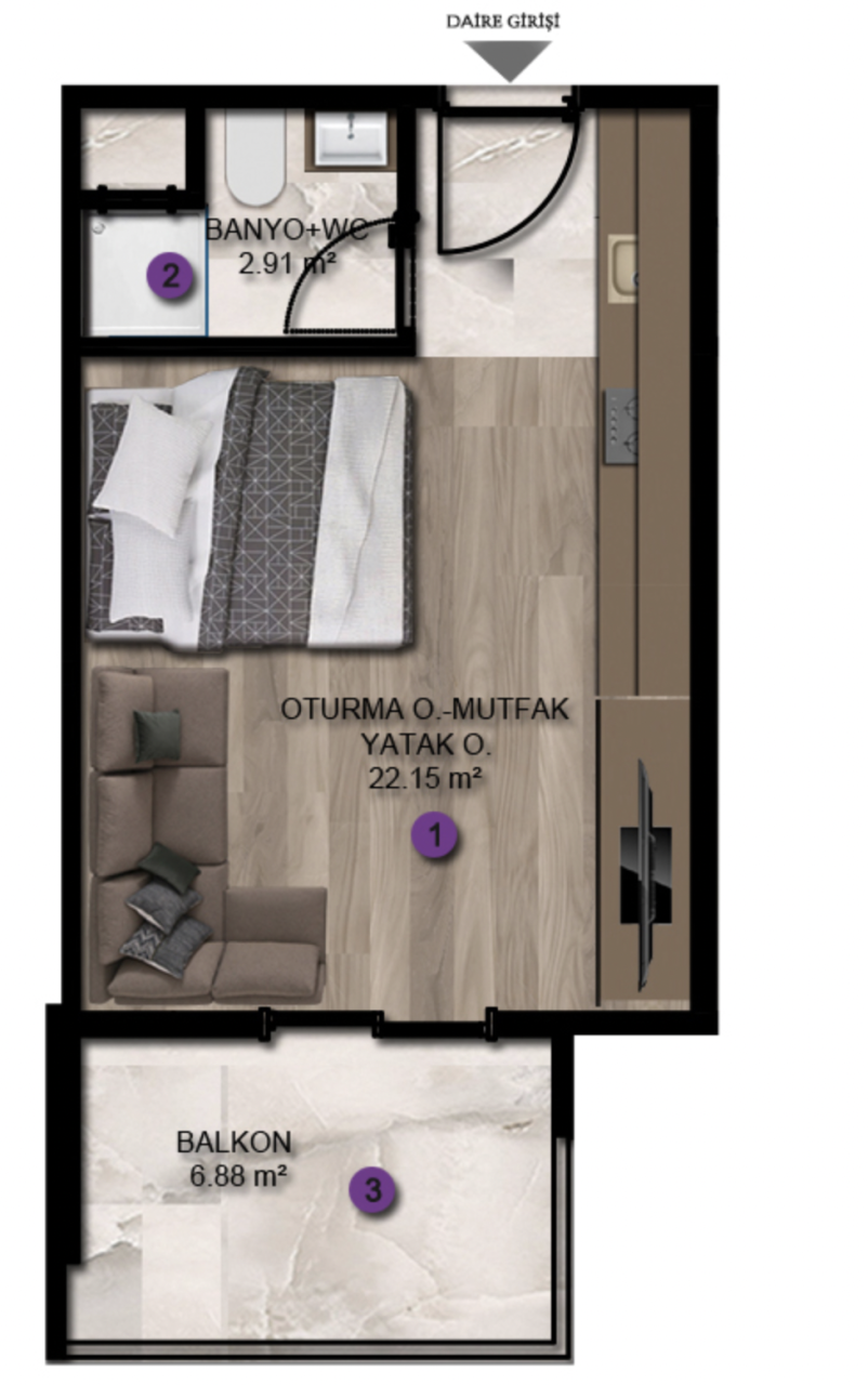 Piso en Mersin, Turquia, 40 m² - imagen 7