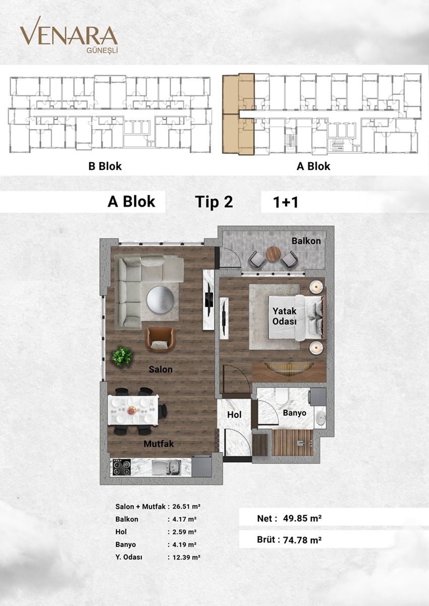 Apartment in Istanbul, Turkey, 70 m² - picture 4