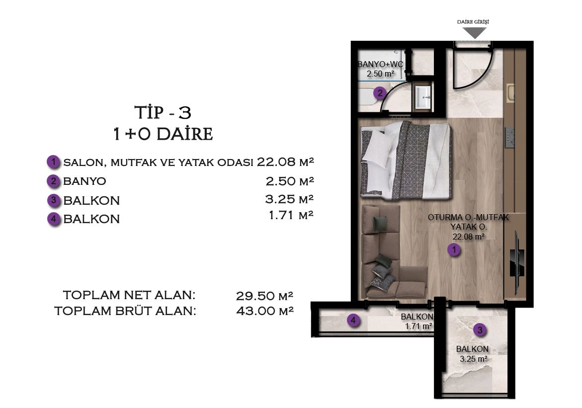 Appartement à Mersin, Turquie, 43 m² - image 4