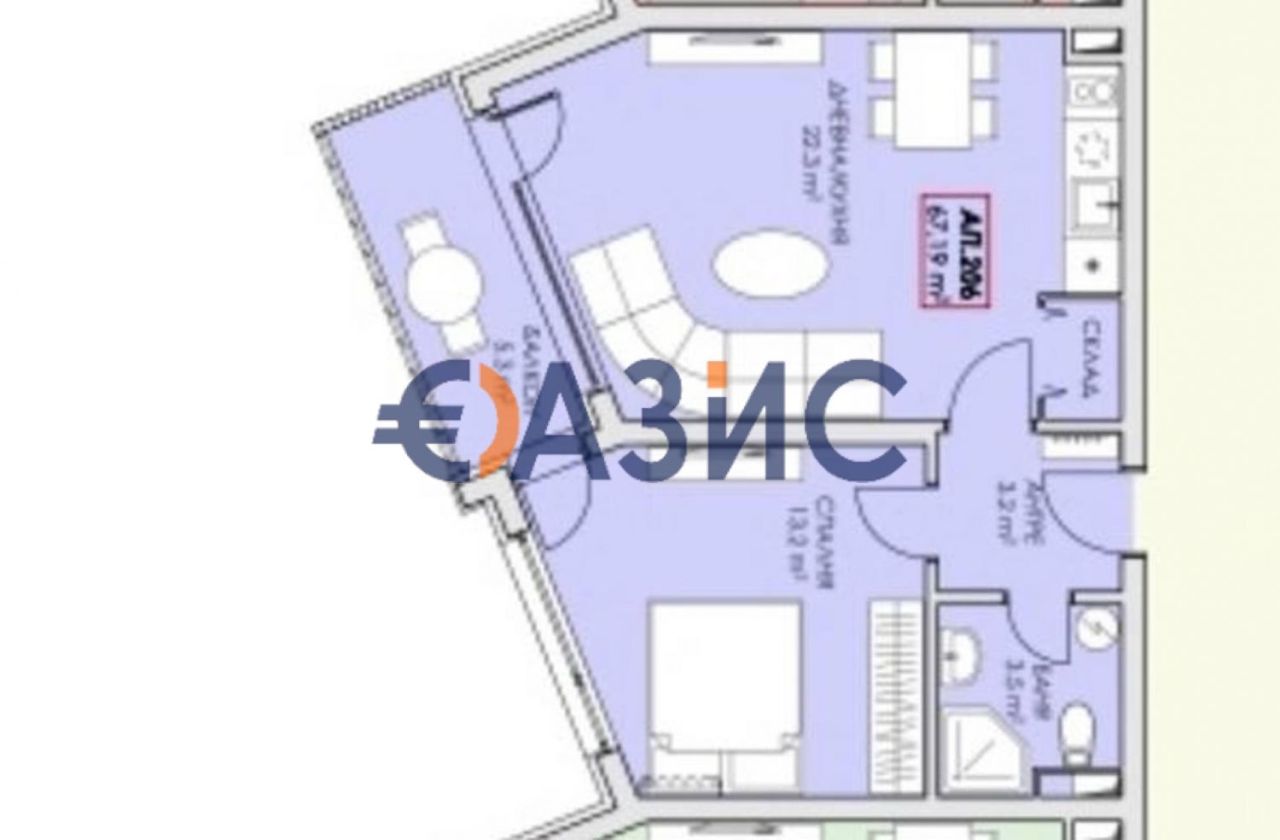Apartment in Ravda, Bulgaria, 67.2 m² - picture 1