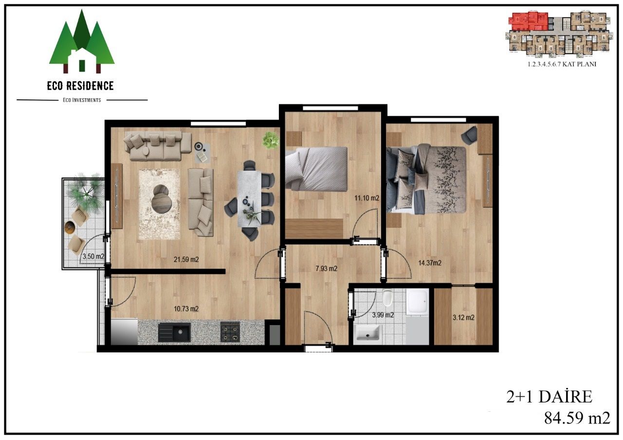 Flat in Avsallar, Turkey, 84.6 m² - picture 12