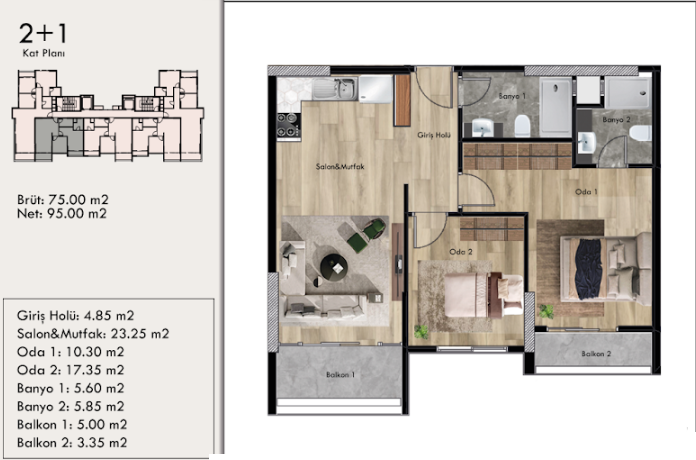 Flat in Mersin, Turkey, 65 m² - picture 12