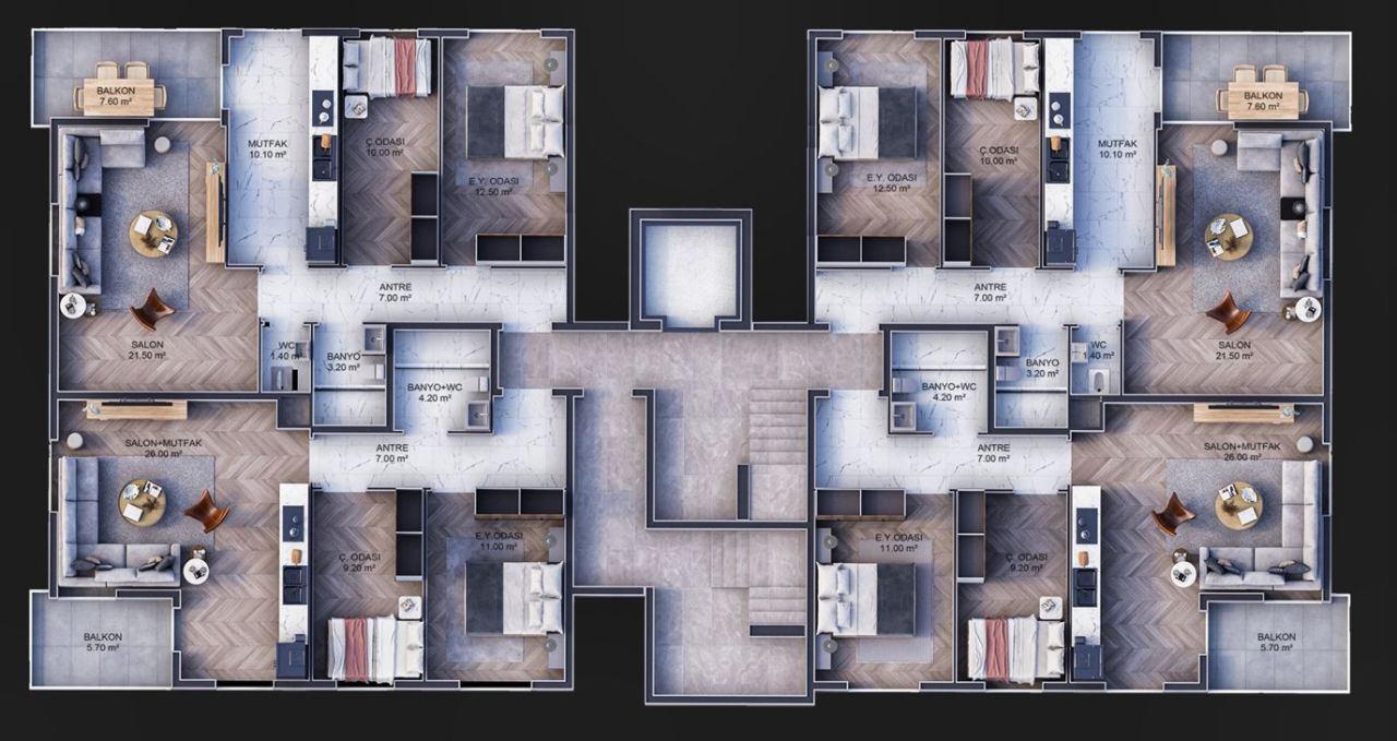 Wohnung in Antalya, Türkei, 84 m² - Foto 3