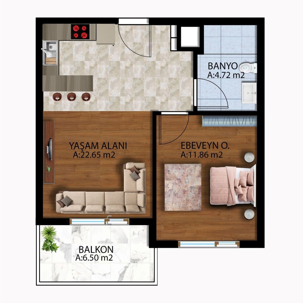 Appartamento Altintash, Turchia, 65 m² - foto 3