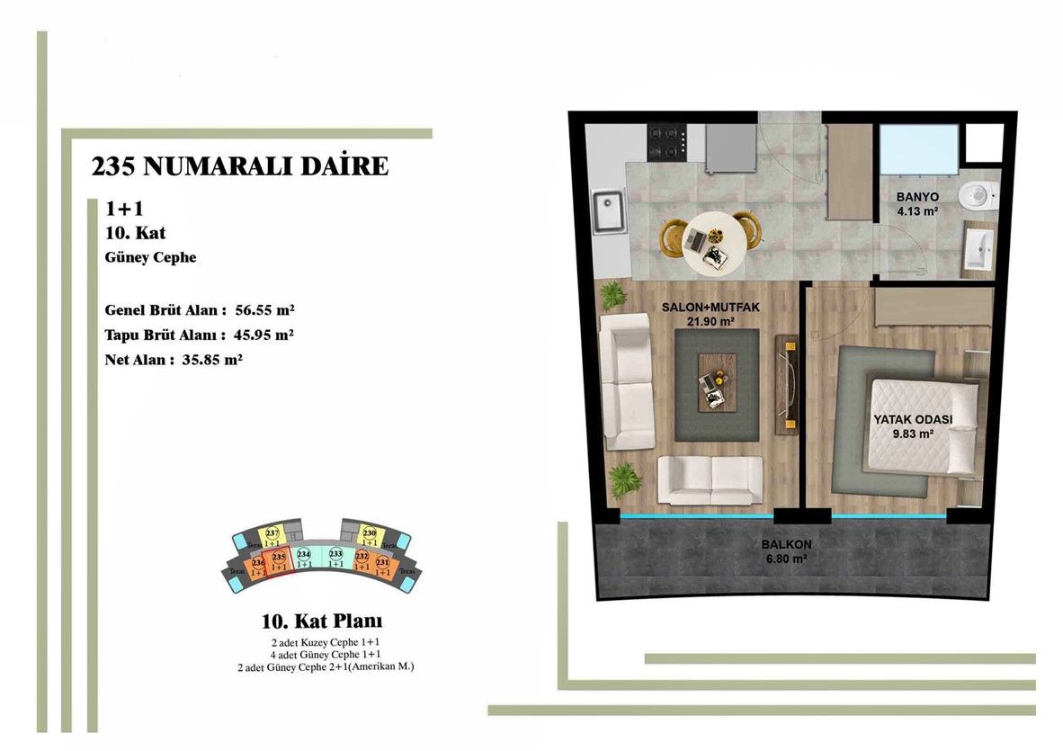 Appartamento Altintash, Turchia, 47 m² - foto 3