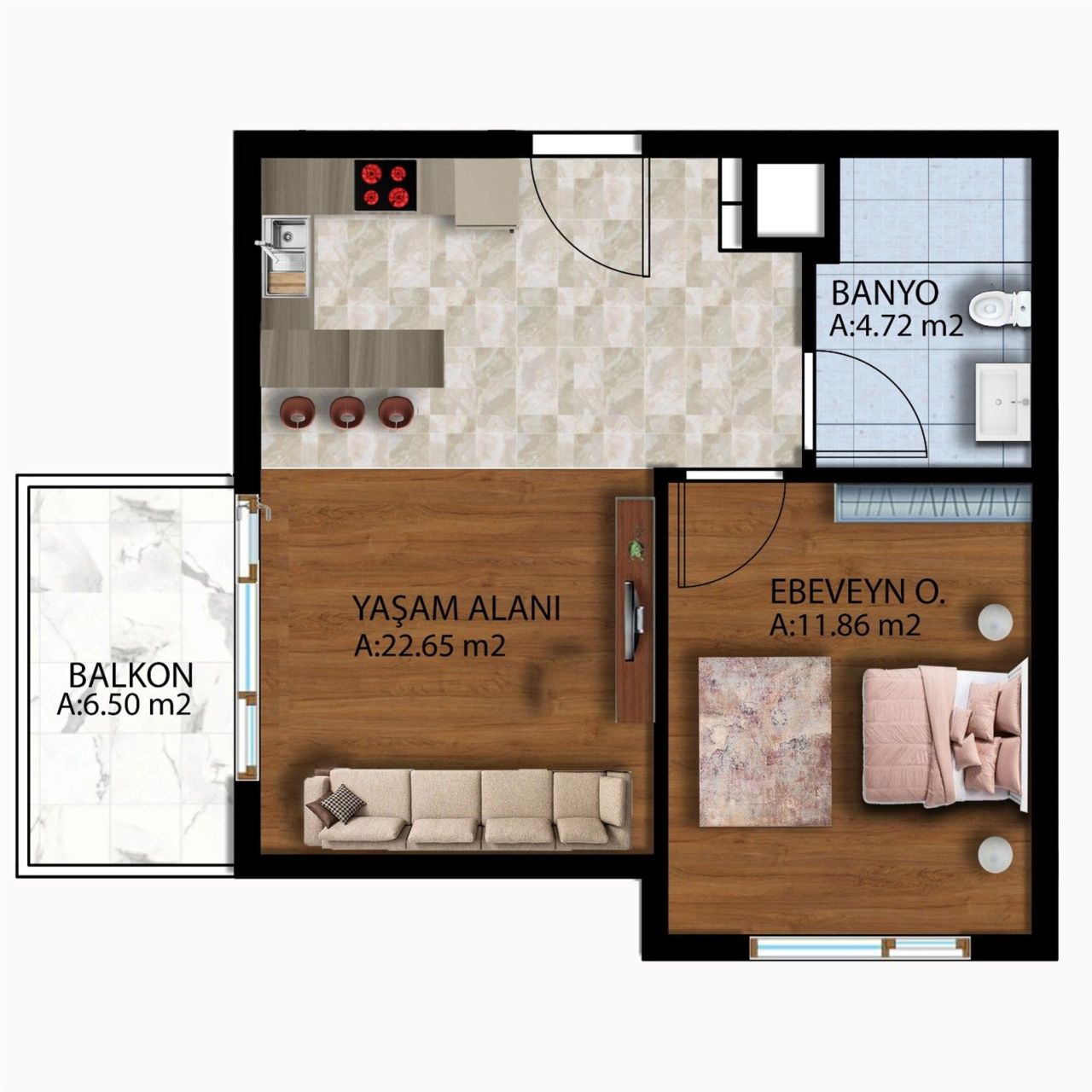 Appartamento Altintash, Turchia, 65 m² - foto 4