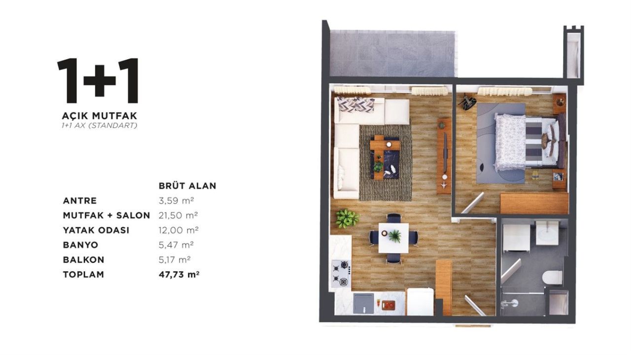 Appartamento a Antalya, Turchia, 48 m² - foto 6