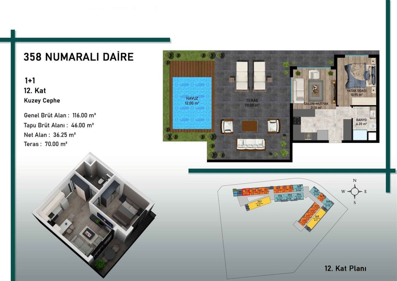 Appartamento Altintash, Turchia, 42 m² - foto 12