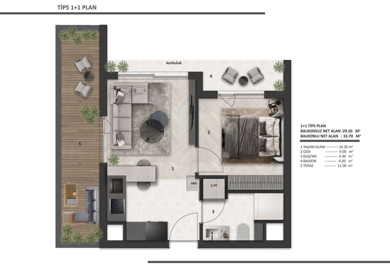 Wohnung Altintash, Türkei, 40 m² - Foto 15