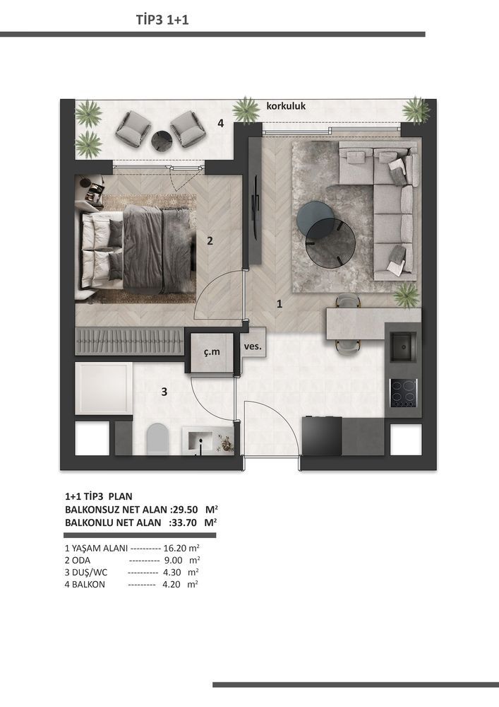 Wohnung Altintash, Türkei, 40 m² - Foto 18