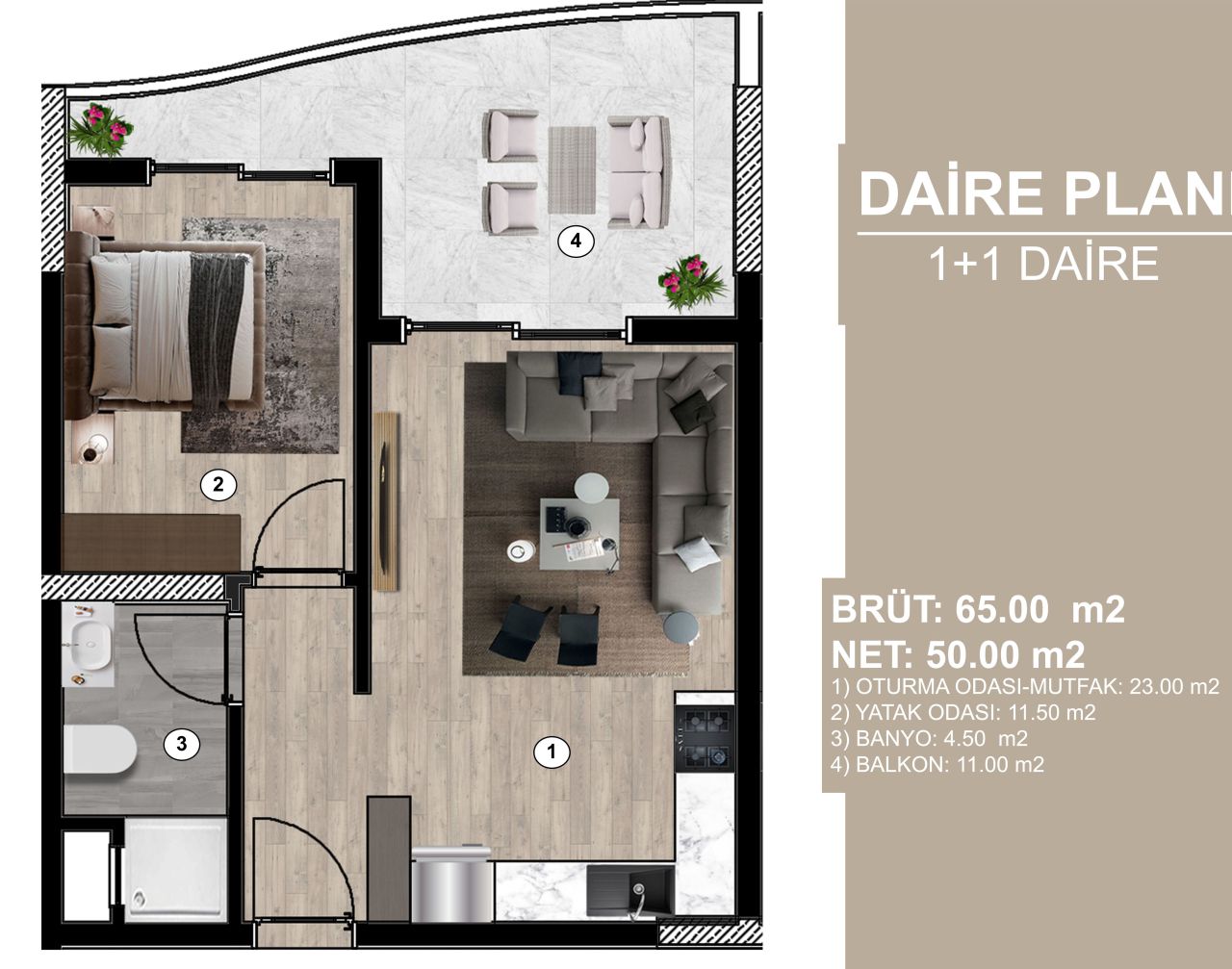 Appartamento a Mersin, Turchia, 65 m² - foto 3