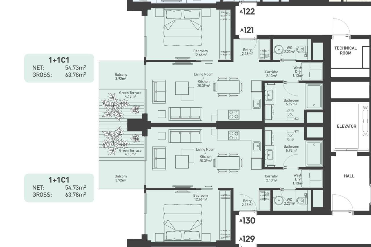 Wohnung in Budva, Montenegro, 63.78 m² - Foto 15