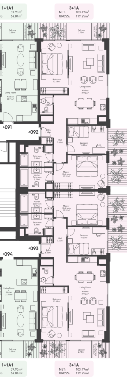 Piso en Budva, Montenegro, 119.25 m² - imagen 14