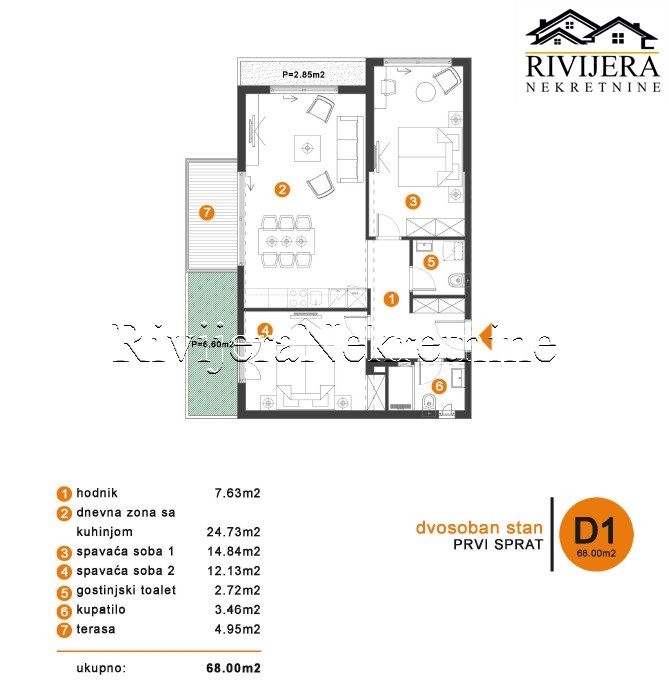 Wohnung in Tivat, Montenegro, 78 m² - Foto 2