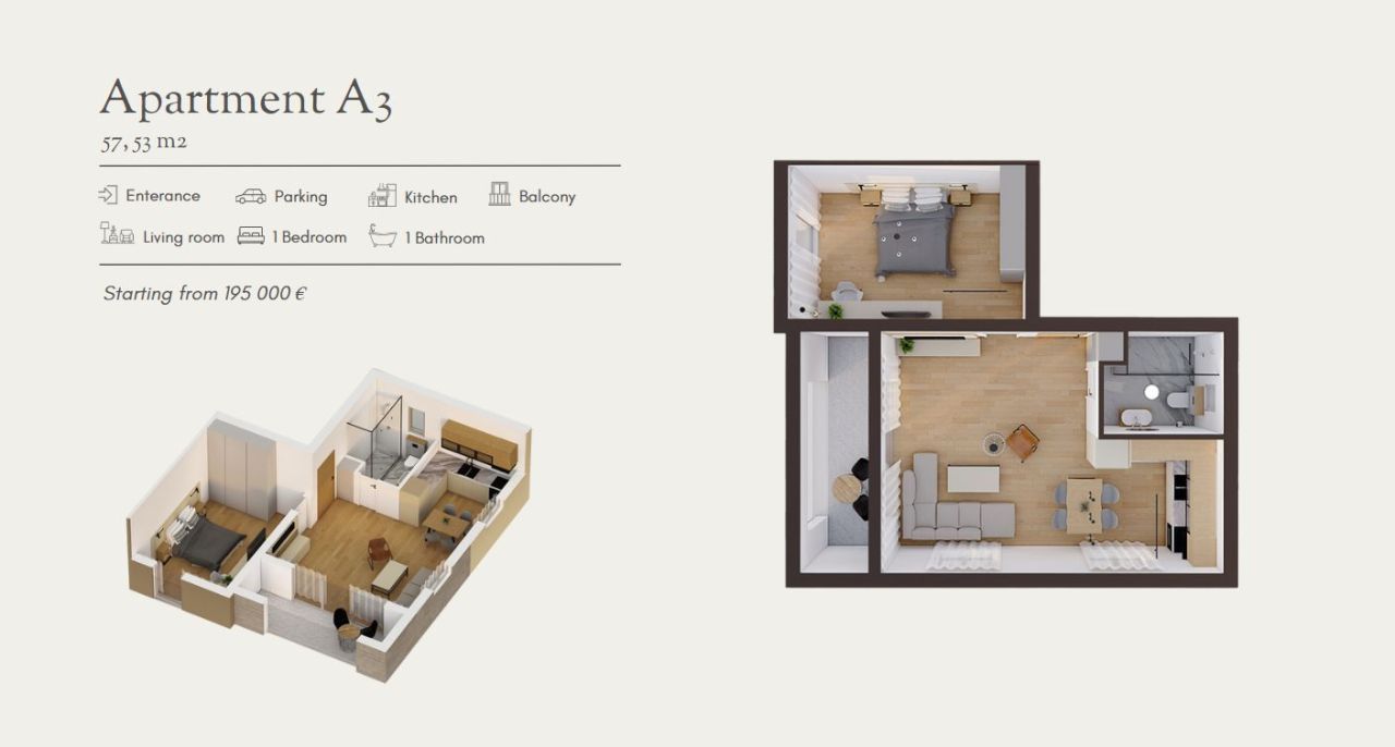 Apartment in Stoliw, Montenegro, 57.53 m² - Foto 12