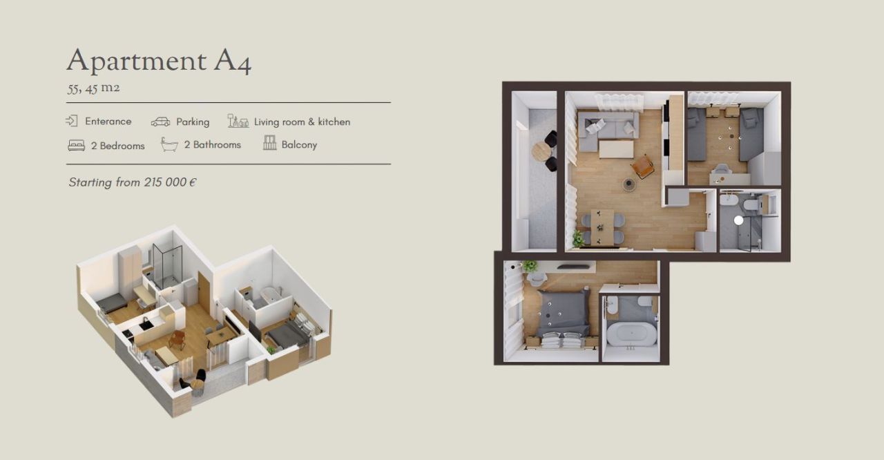 Apartment in Stoliw, Montenegro, 57.53 m² - Foto 13