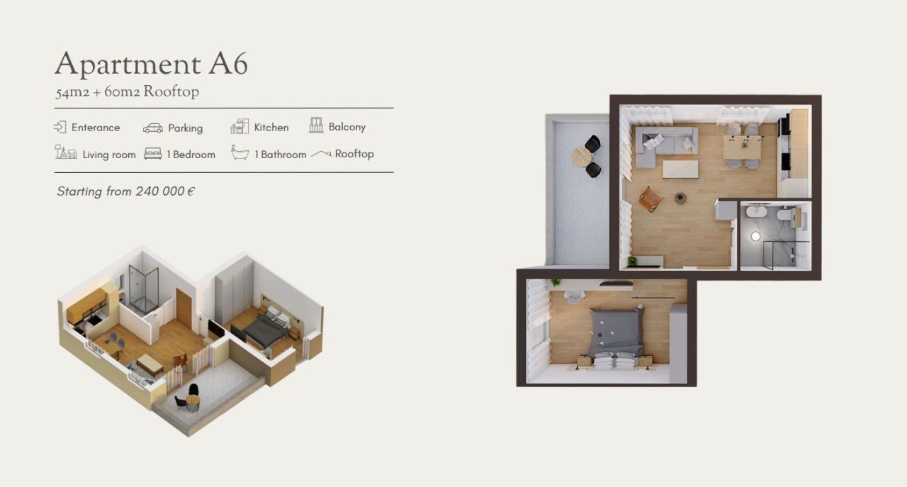 Apartment in Stoliw, Montenegro, 57.53 m² - Foto 15