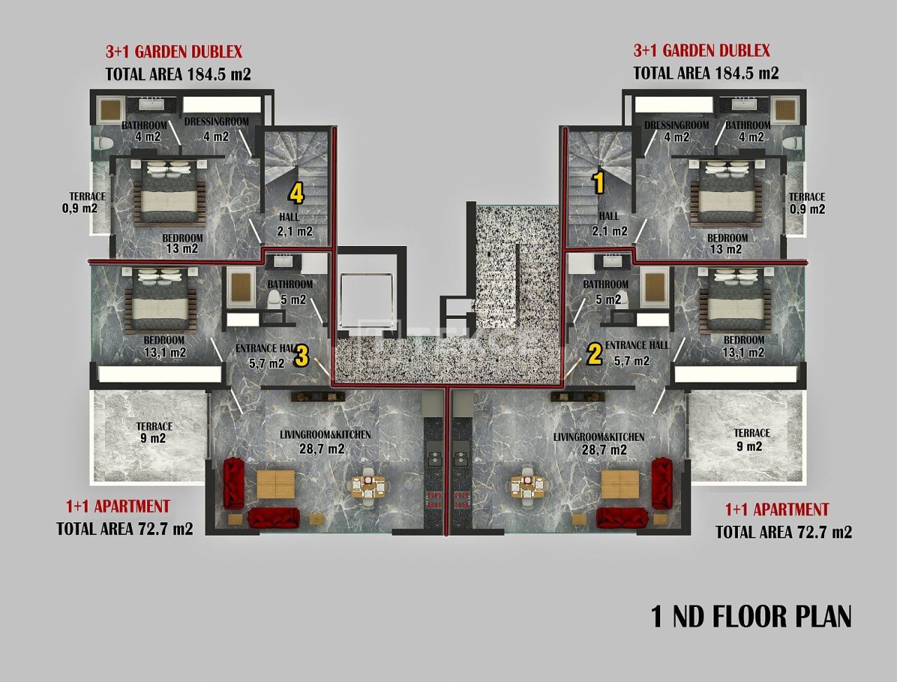 Appartamenti a Alanya, Turchia, 144 m² - foto 11