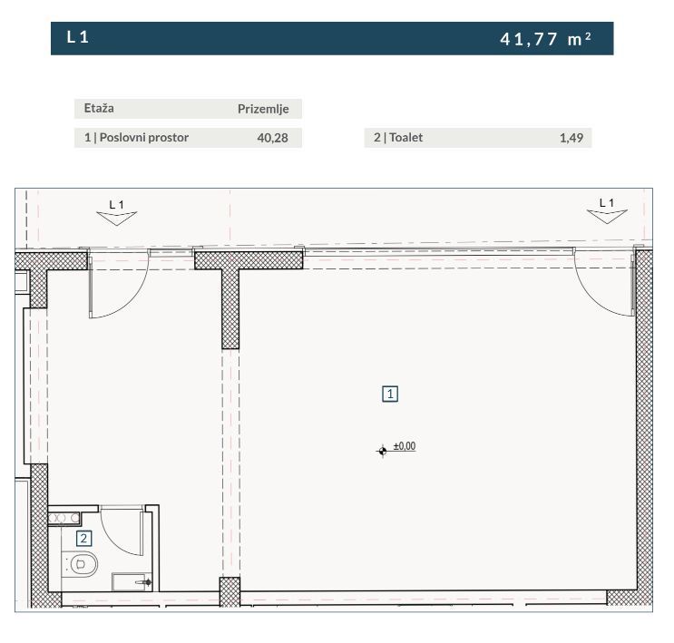 Büro in Budva, Montenegro, 41.77 m² - Foto 1