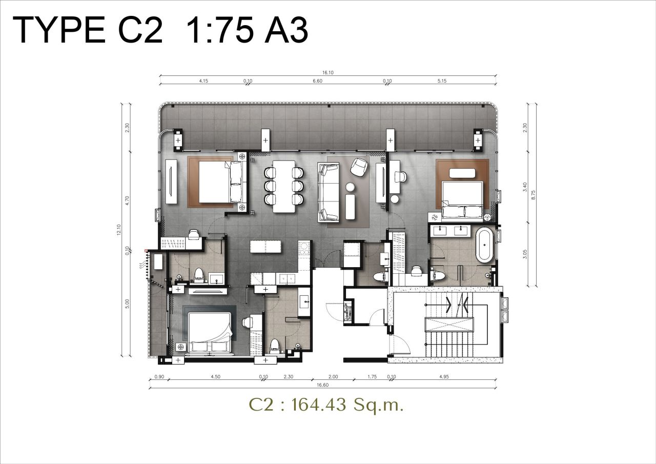 Flat in Pattaya, Thailand, 164.43 m² - picture 2