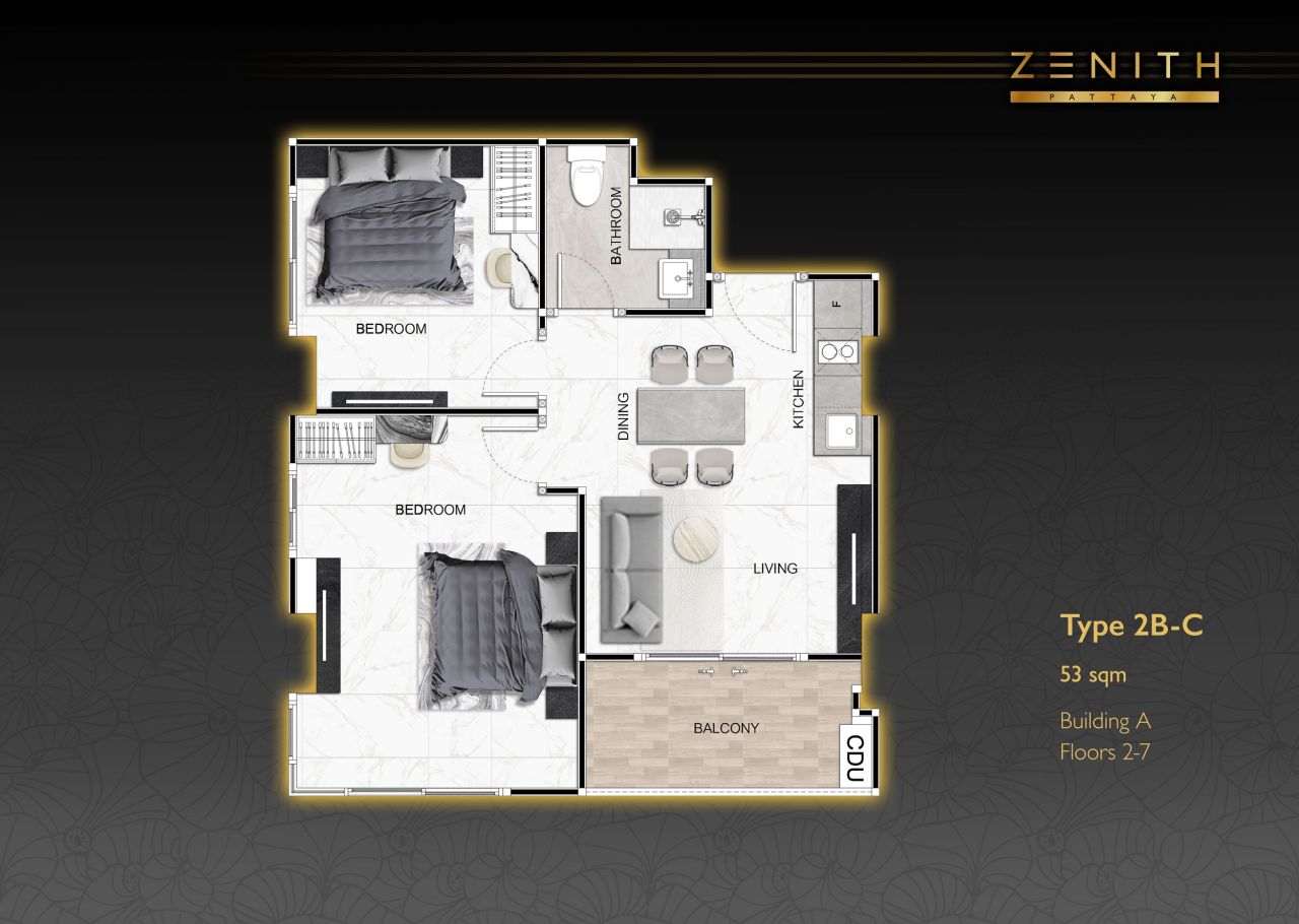 Wohnung in Pattaya, Thailand, 53 m² - Foto 2