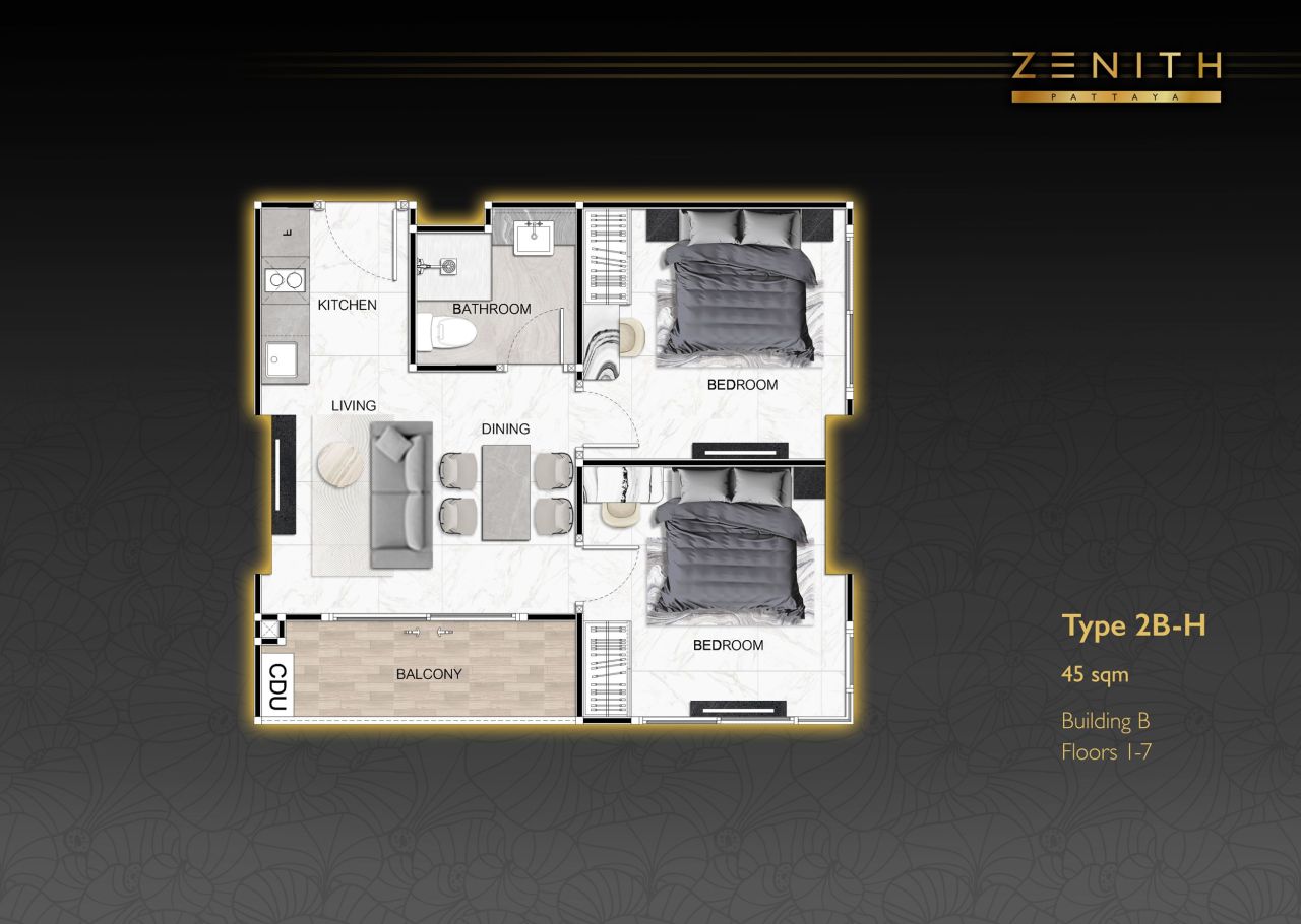 Wohnung in Pattaya, Thailand, 45 m² - Foto 2