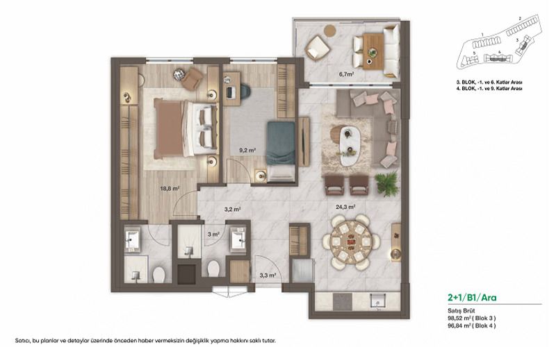 Appartamenti a Istanbul, Turchia, 95 m² - foto 2