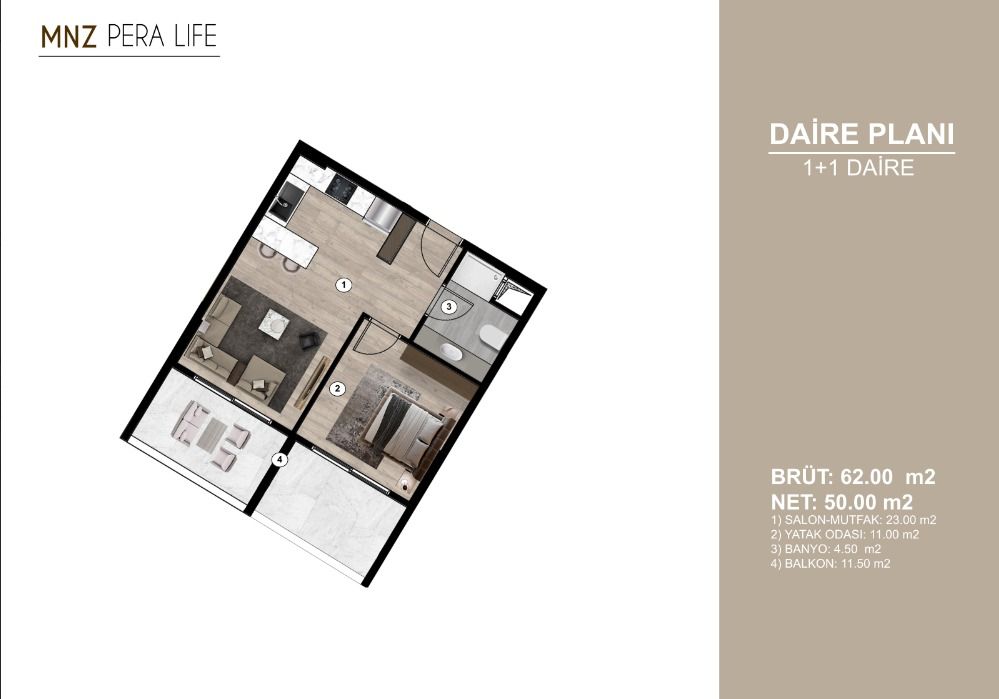 Piso en Mersin, Turquia, 65 m² - imagen 4