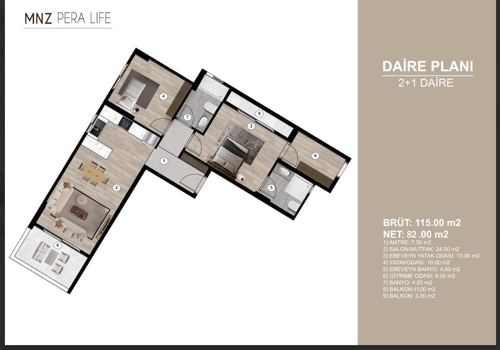 Piso en Mersin, Turquia, 65 m² - imagen 11