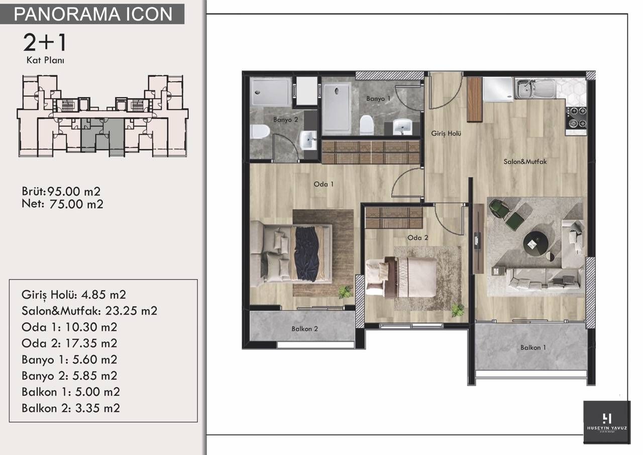 Piso en Mersin, Turquia, 95 m² - imagen 7