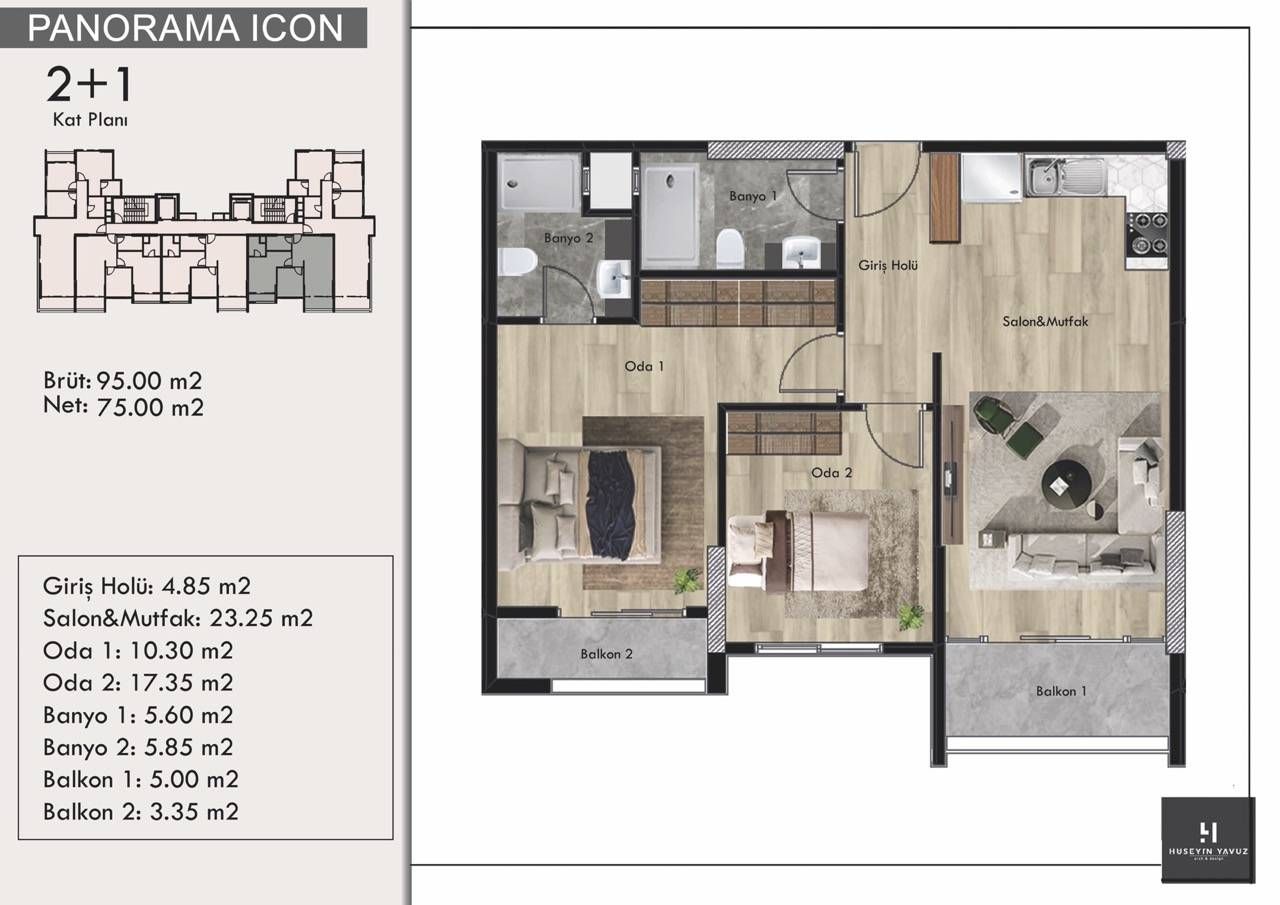 Piso en Mersin, Turquia, 95 m² - imagen 8