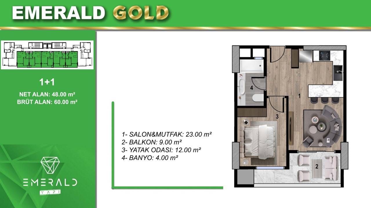 Wohnung in Mersin, Türkei, 60 m² - Foto 9
