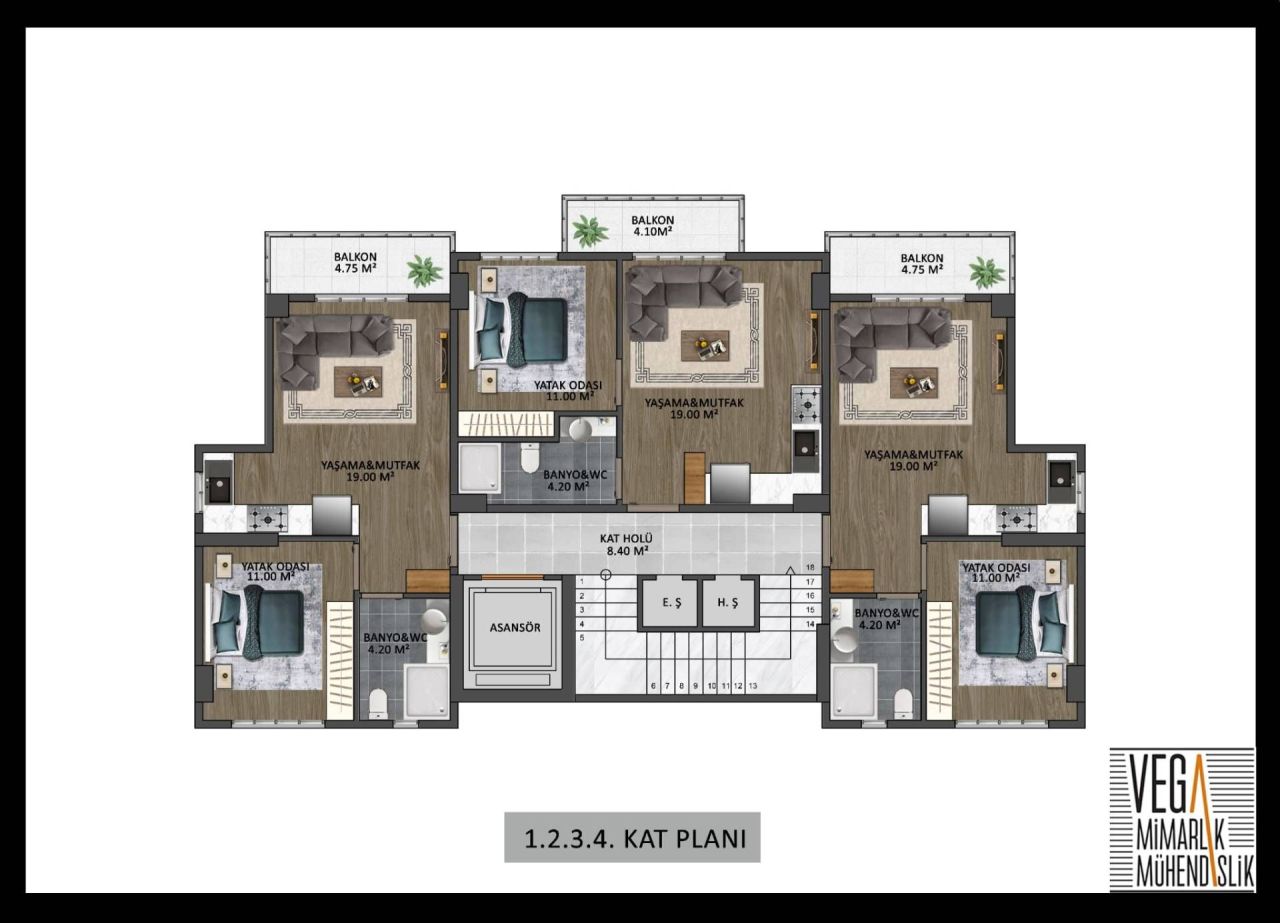 Wohnung in Mersin, Türkei, 40 m² - Foto 10