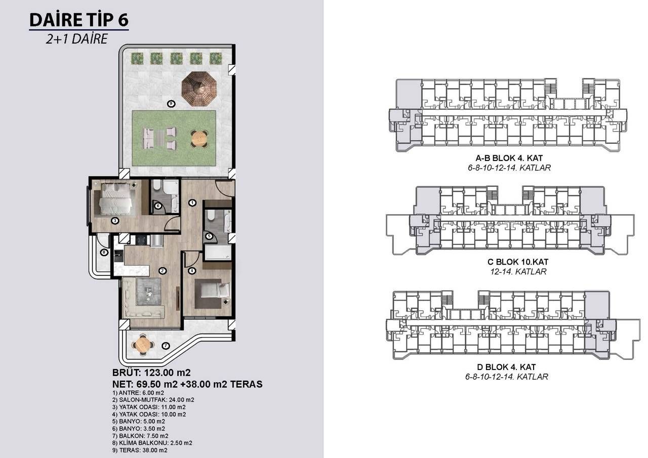 Wohnung in Mersin, Türkei, 44 m² - Foto 10