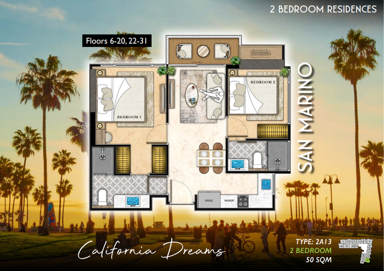 Piso en Pattaya, Tailandia, 50 m² - imagen 2