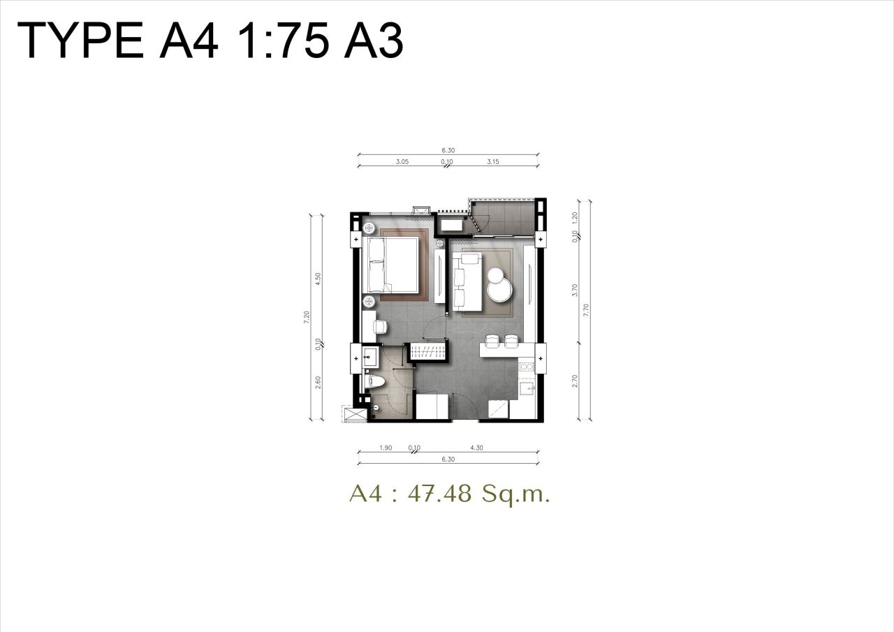 Piso en Pattaya, Tailandia, 47.48 m² - imagen 2