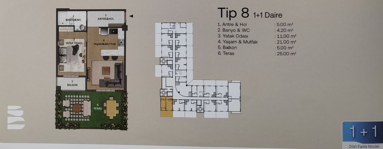 Wohnung in Mersin, Türkei, 46 m² - Foto 10