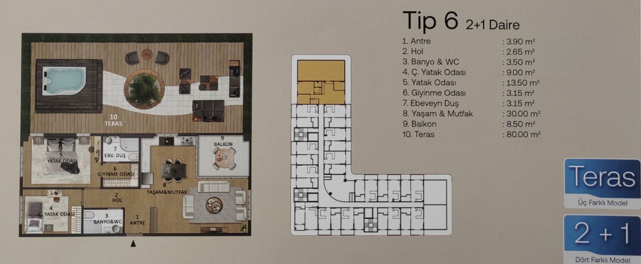 Wohnung in Mersin, Türkei, 46 m² - Foto 9