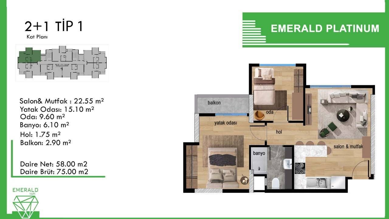 Appartement à Mersin, Turquie, 74 m² - image 4